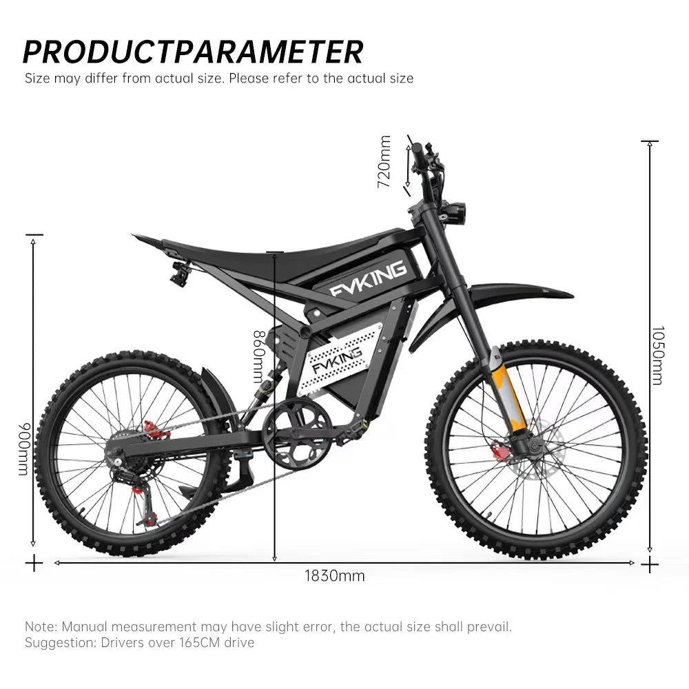 FVKING E6 Electric Bike Adults 2000W Peak Gear Hub Motors Electric Motorcycle 52V40AH Battery Speed 60Kmh Mountain E-Bikes GT73